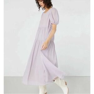 SOLD Oak + Fort Lilac Purple Tiered Chiffon Maxi Dress XS